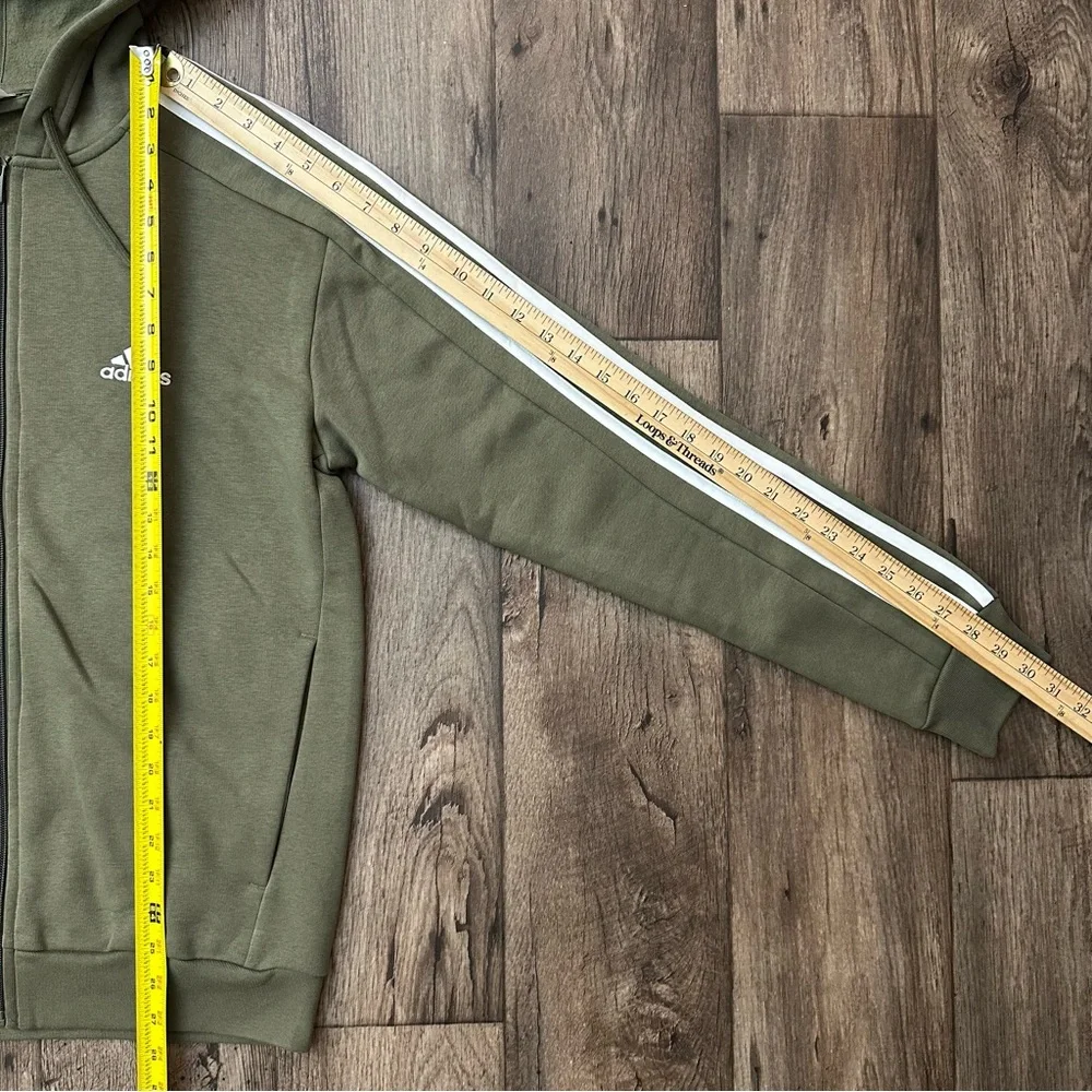 Adidas 3 Stripes Zipper Hoodie Hooded Sweatshirt Work Out Men’s Sz S Olive Green